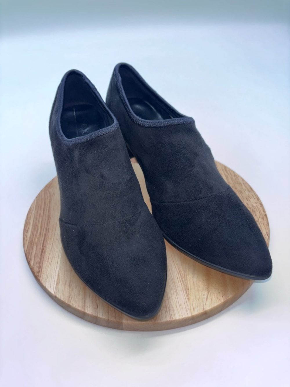 ECCO Women’s  Black Suede Pointed Toe Slip-On Bootie